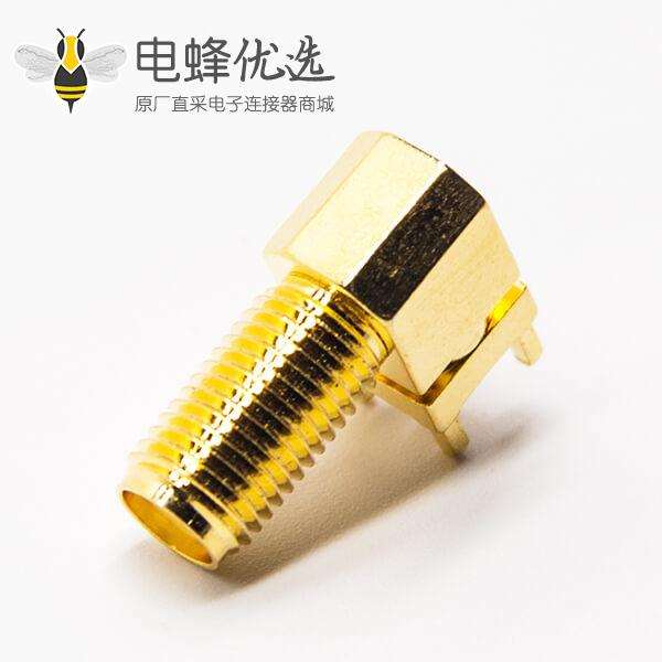 SMA型接头90度弯式镀金母头插孔接PCB板