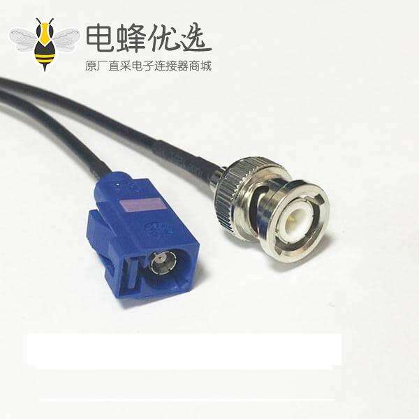 Fakra视频连接器C型母头转BNC公头接RG174线束