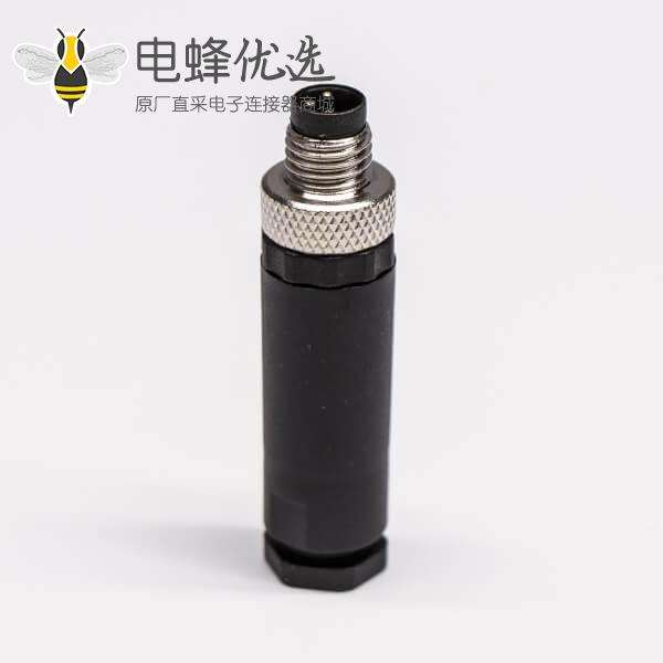 M8航空插头连接器圆形3芯A型组装式接线公插头工业连接器
