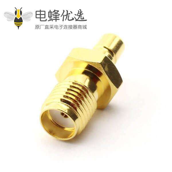 直式sma母焊线连接器穿墙带螺母垫片