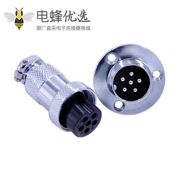 法兰圆形连接器GX20 6芯直式法兰安装圆形连接器