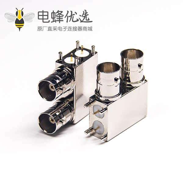 bnc母头弯角插孔双头连接器