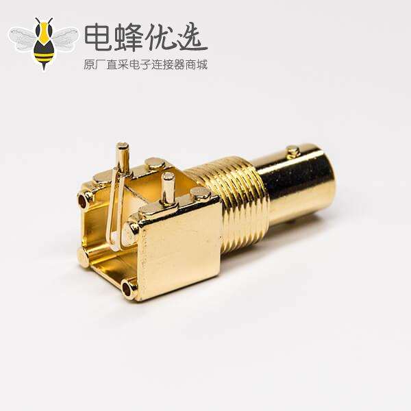 bnc弯头接头母座镀金穿墙面板安装式插PCB板