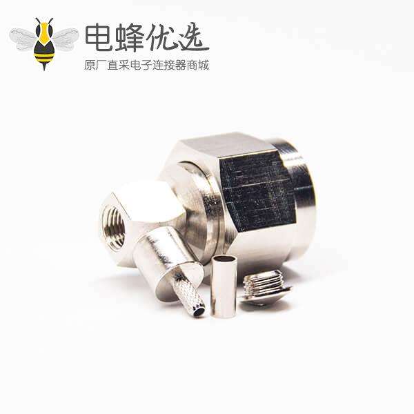 六角N头弯式90度公头连接器压接式接同轴线缆
