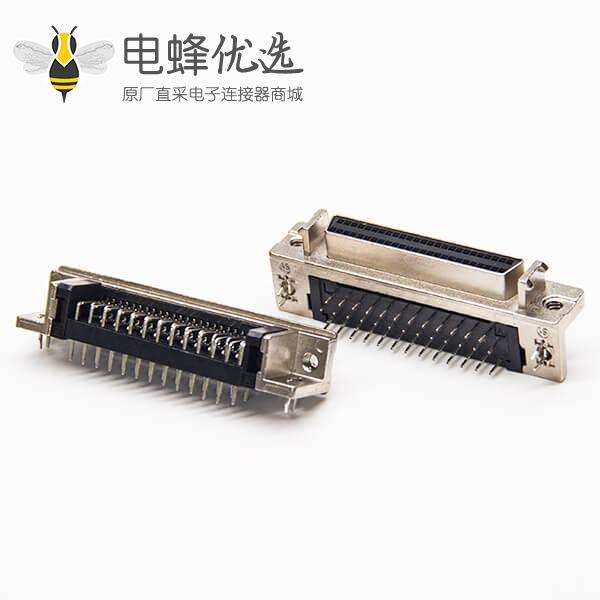 scsi50p连接器弯式90度母头插PCB板