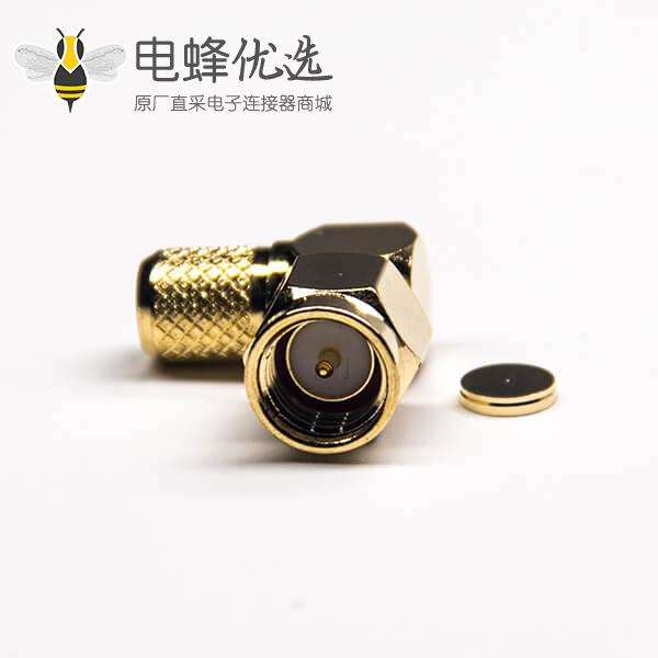 弯式SMA接头公头90度镀金压接式接RG6线