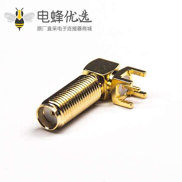 SMA镀金弯式插头镀金母头插PCB板