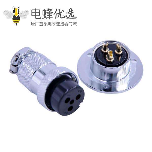 法兰连接圆盘GX25 IP55防水连接器直式3芯公母航空连接器