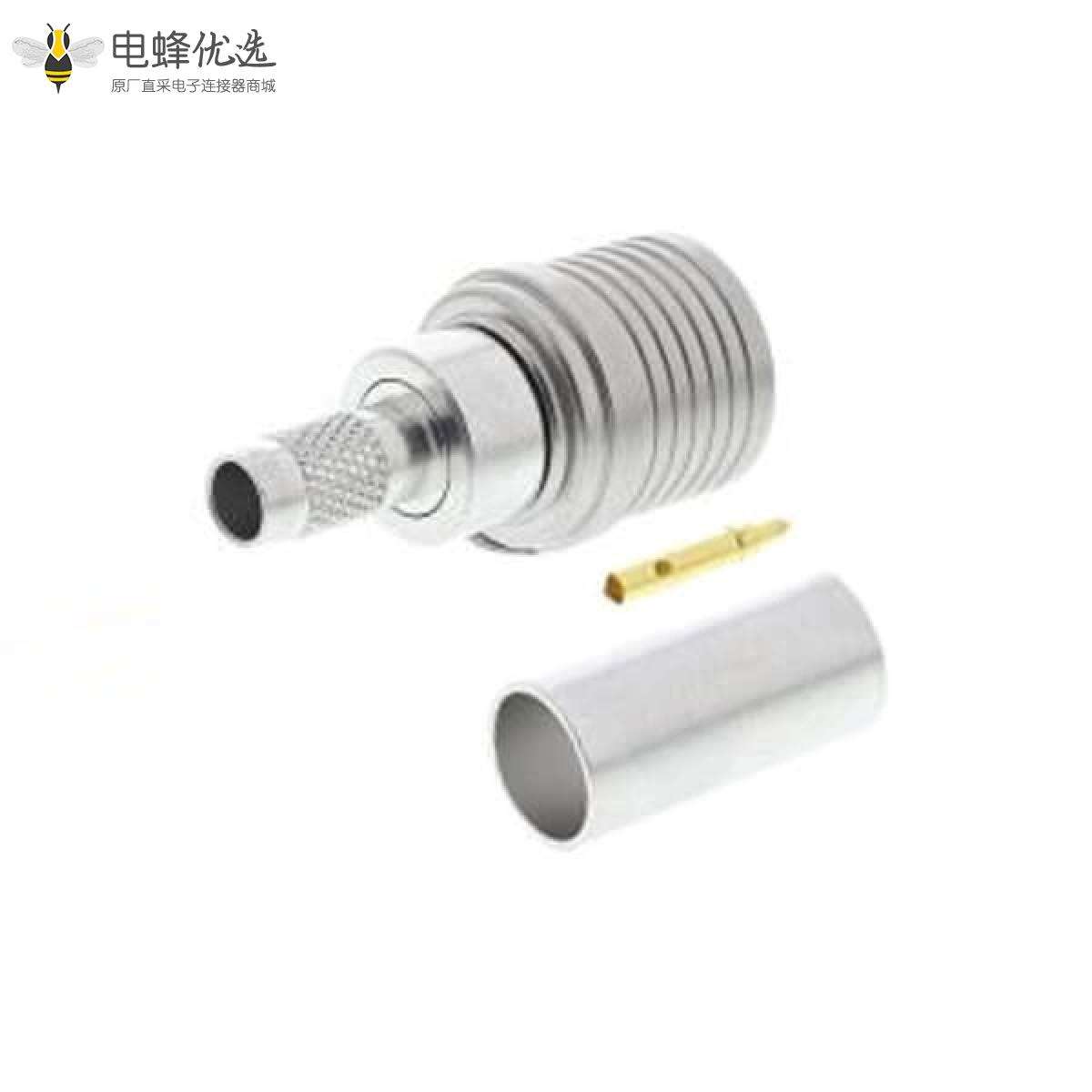 QMA连接器50&Omega;电缆安装插头压接焊接接线RG142 B/U