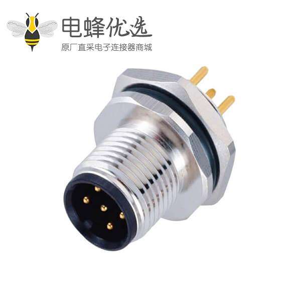 M12 PCB插板式公头 连接器后锁板 8 针