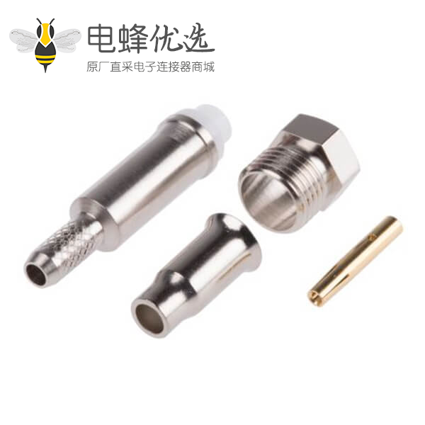 FME直式电缆安装连接器插孔压接端子50&Omega;1.8GHz接线RG174/U