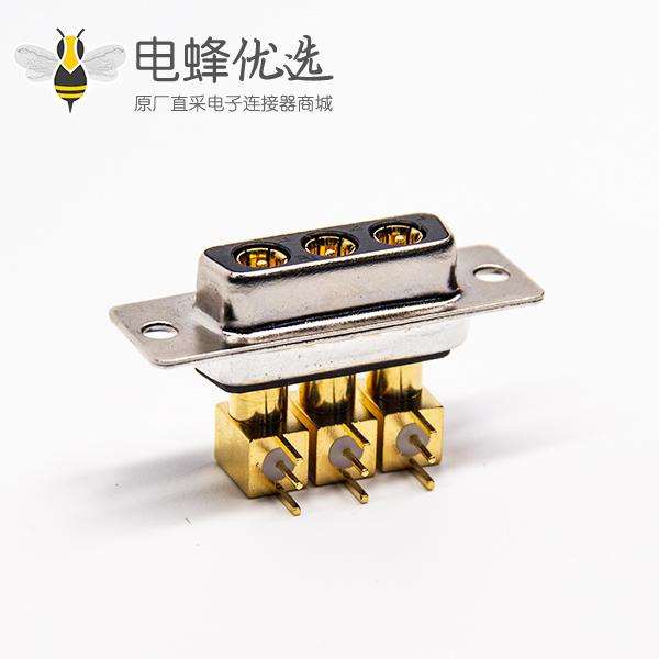 大电流d sub 3w3连接器公头弯式插PCB板铆锁
