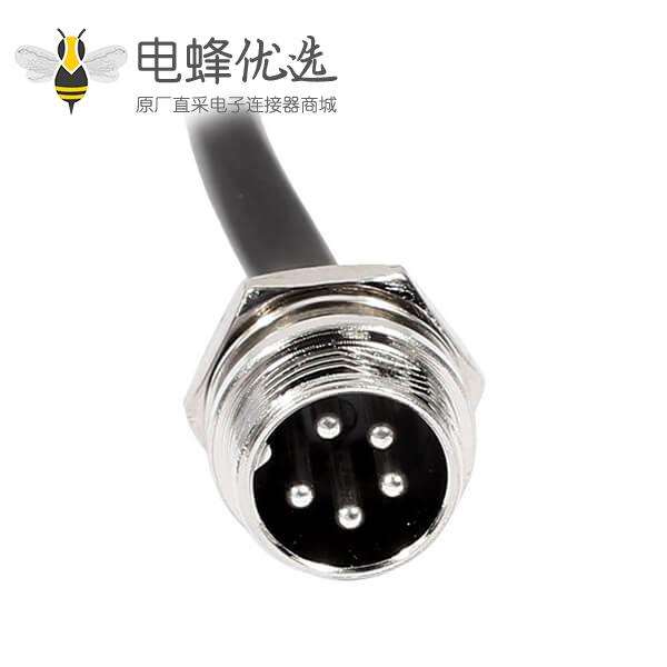 GX16-5芯常规公头带线航空电缆延长线1M