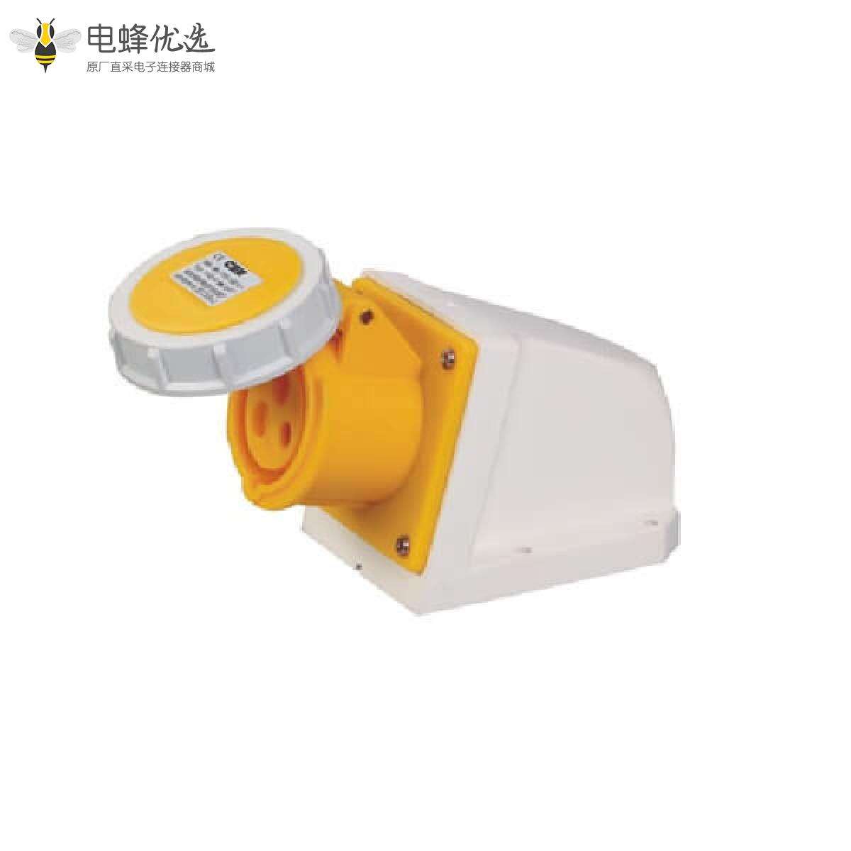 工业插座黄色IP67防水32A 3芯130V