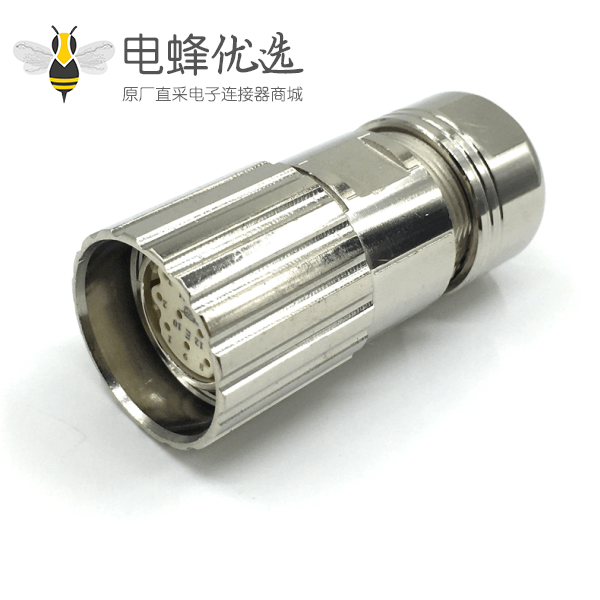 M23工业连接器圆形8A 20A母插头防水组装信号转用连接器