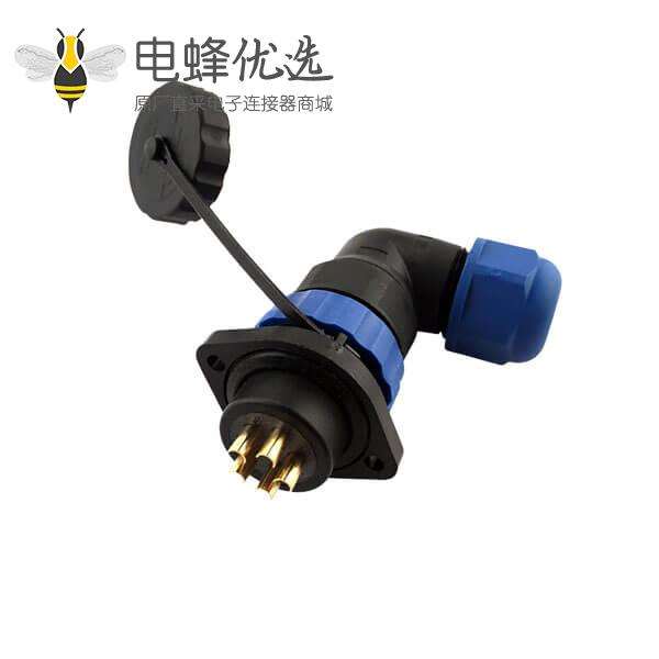 SP21 2芯 IP68防水航空插头插座 连接器 弯式