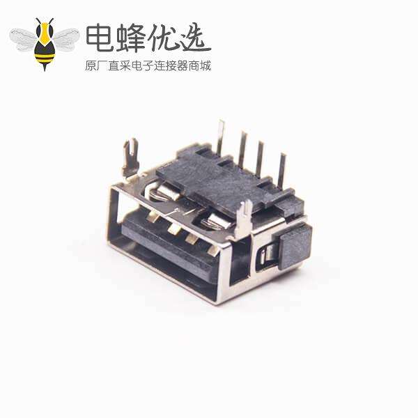 USB A母座4p直角4p pcb铁板