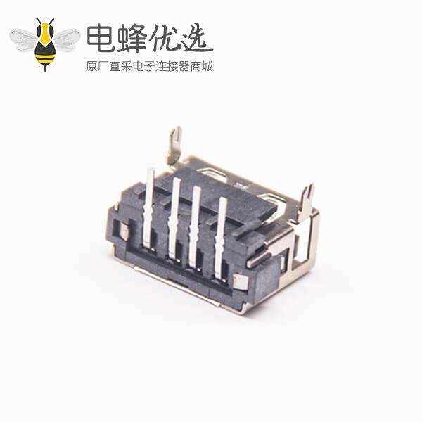 USB A母座4p直角4p pcb铁板