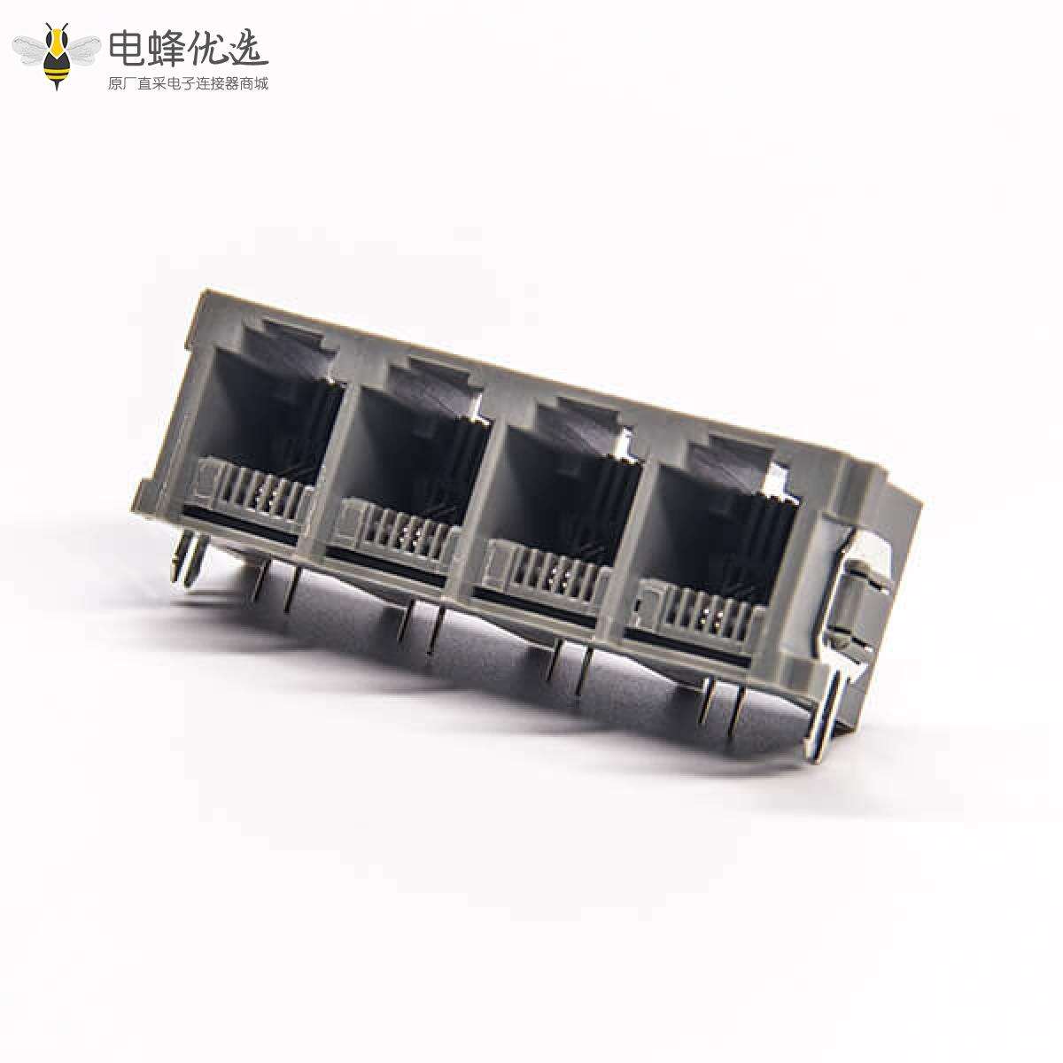 rj11连接器1x4单排6P2C弯式插PCB板非屏蔽