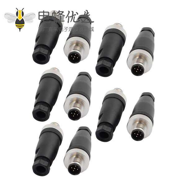 5芯圆形链接器M12 公头塑料组装式 10PCS