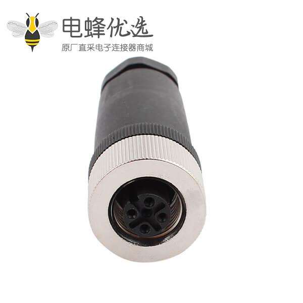 M12 5芯母头直式现场组装式插头10PCS