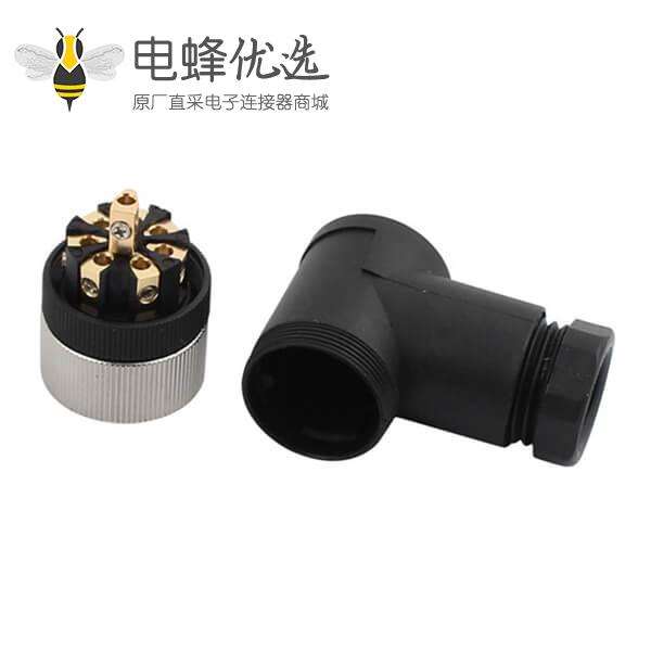 M12 8芯弯头母头防水航空头可现场装配