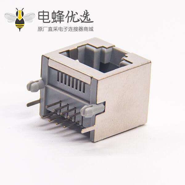 rj45连接器8p8c弯式插PCB板带屏蔽不带灯