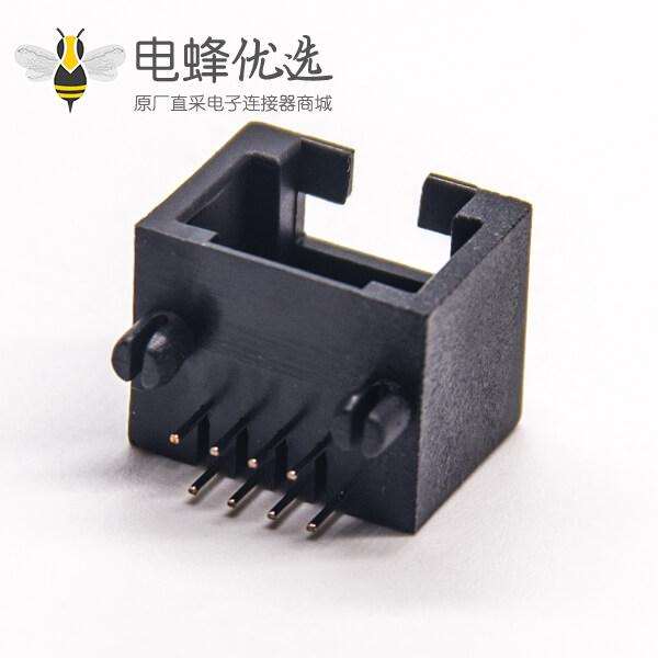 rj45插座模块黑色全塑外壳8p8c弯式dip接PCB板