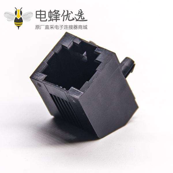 rj12母座6p6c弯式90度黑色全塑不带灯插板