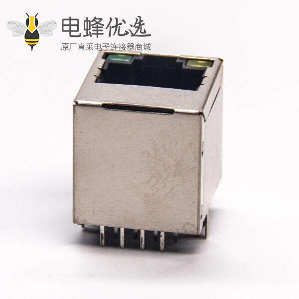rj45pcb封装直插PCB板式以太网插座带屏蔽带灯