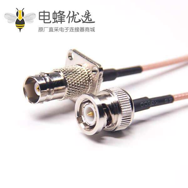 bnc接口线缆直从头转bnc母四孔法兰接RG316线