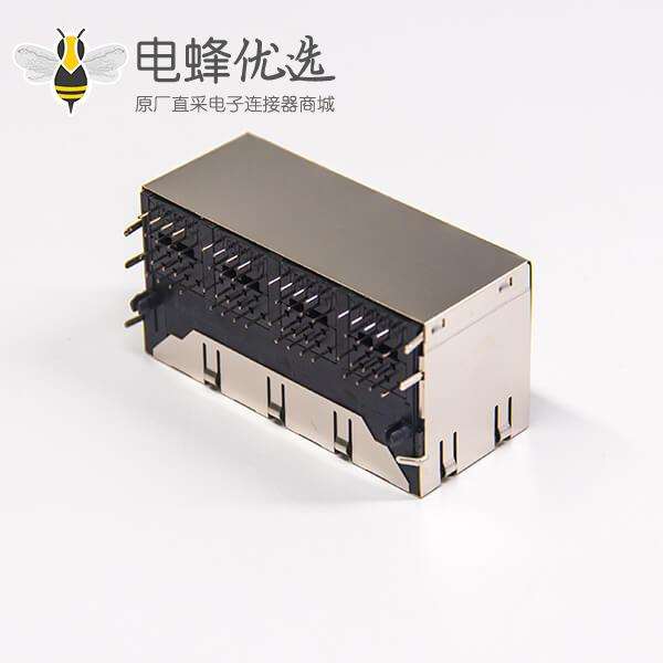 rj45 2&times;4网络接口模块化座子弯角双层屏蔽外壳带弹片不带灯直插式