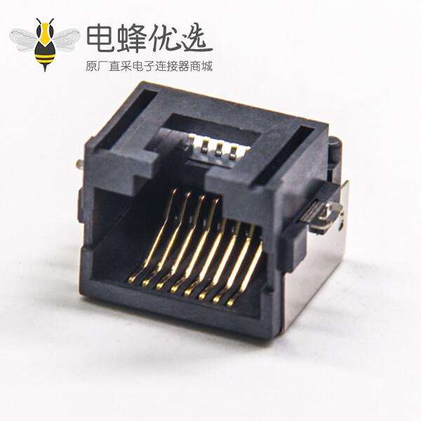 RJ45接口沉板式单口8p8c带屏蔽pcb板网络连接器