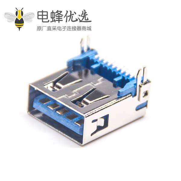 90度A型usb接口SMT短体铜壳鱼叉无卷边