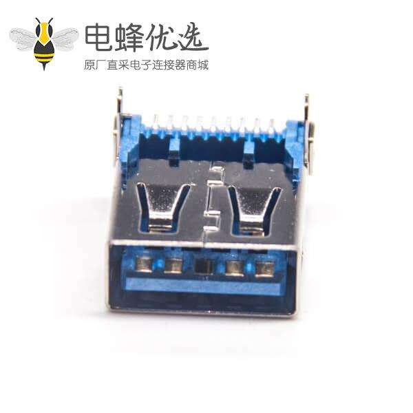 90度A型usb接口SMT短体铜壳鱼叉无卷边
