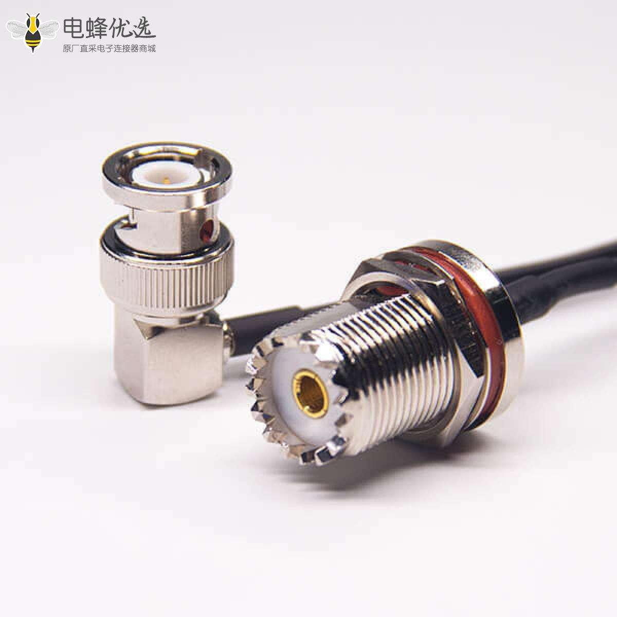 射频线UHF母头防水转弯式bnc公头接RG174线材