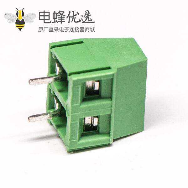 PCB端子绿色螺钉式2芯直式穿孔插PCB板