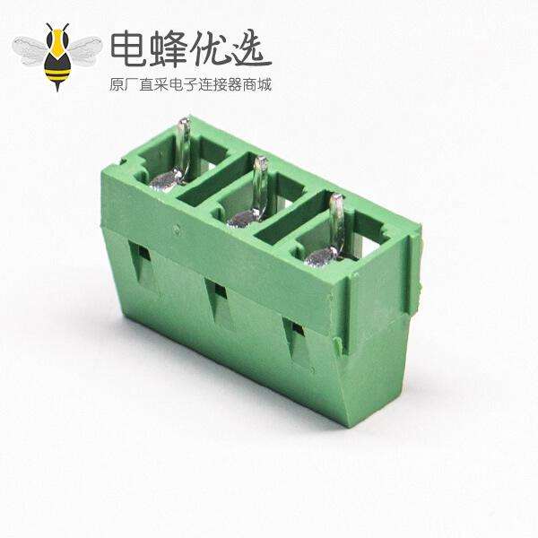 绿色的接线端子直式3芯穿孔式PCB板螺钉式连接器