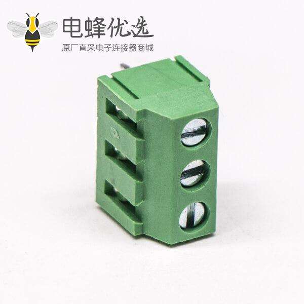 绿色接线端子螺钉式3芯直式连接器插PCB板