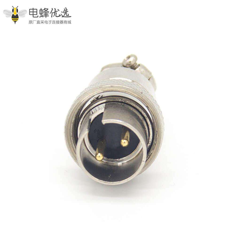 航空插头GX16 2芯反装直式公头圆形接线连接器