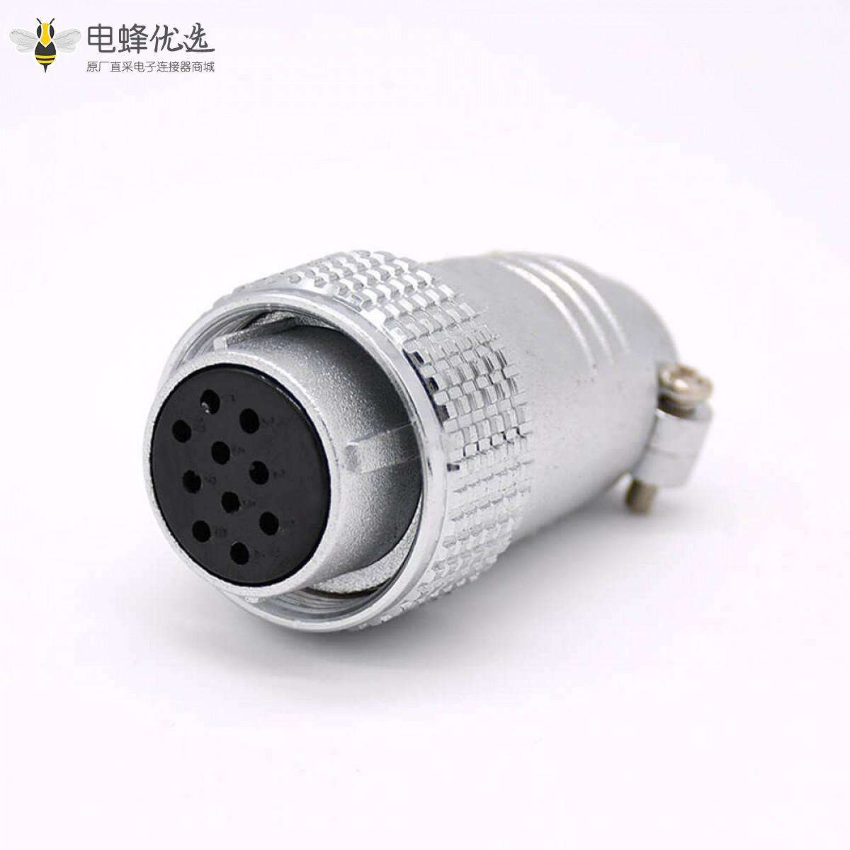 直式插头P24 10芯母头航空连接器接线安装