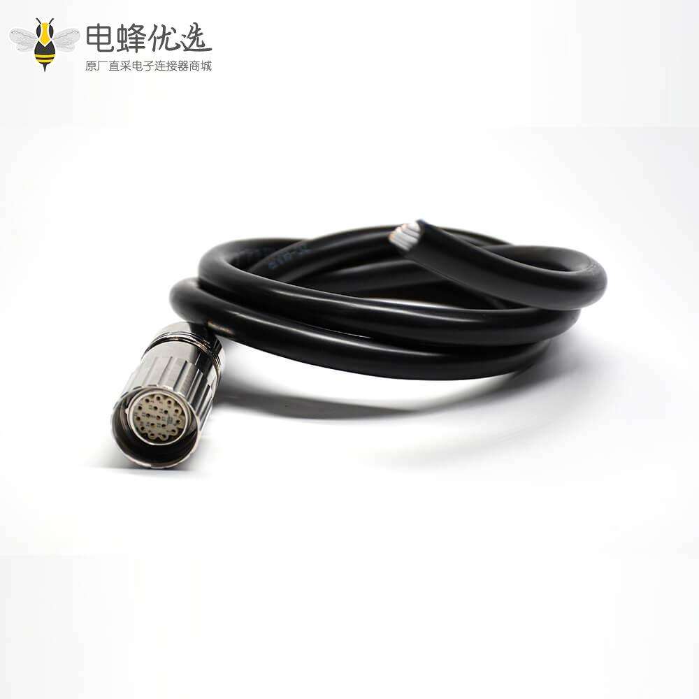M23连接器17芯母头直式单边线焊接接线