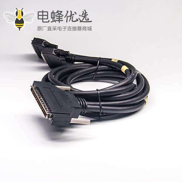 SCSI 68针线HPDB型公转公螺丝锁一拖二注塑成型线2米