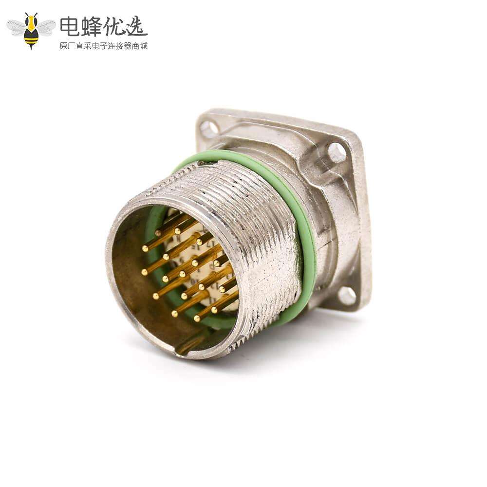 M系列连接器 M23 17芯直式公母四孔法兰防水插座