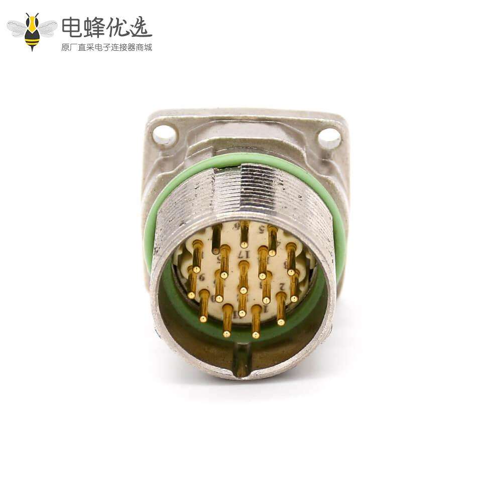 M系列连接器 M23 17芯直式公母四孔法兰防水插座