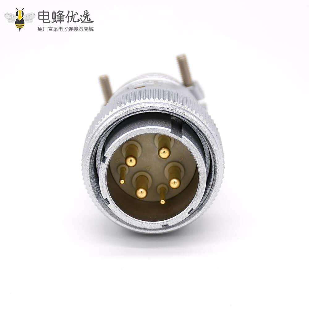 公插头P32 6芯直式航空连接器接线安装