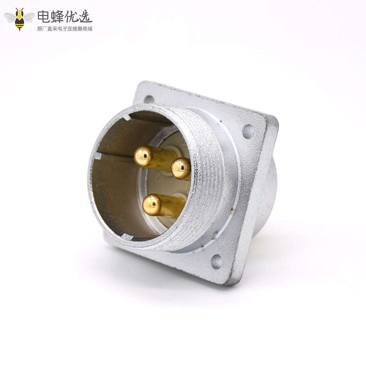 3芯航空插座P48公头直式4孔法兰连接器