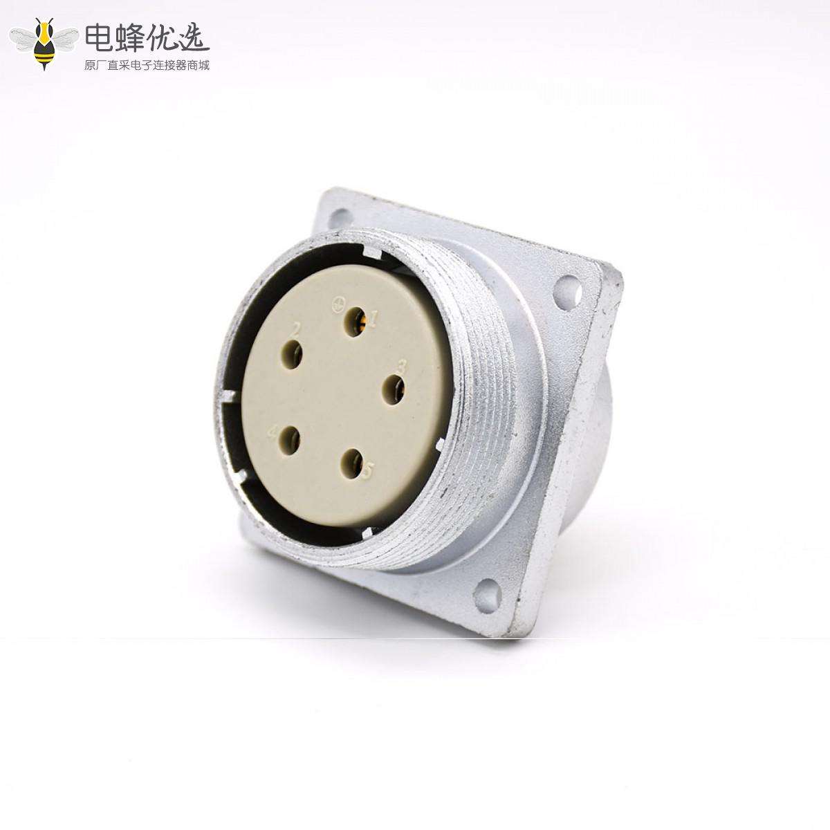 插座母头P48 5芯直式方型法兰连接器