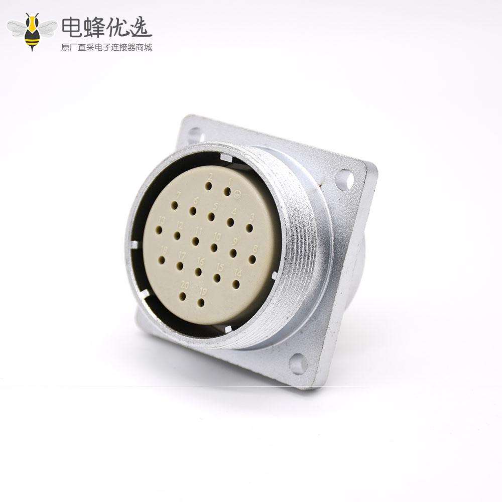 母头插座P48 20芯直式四孔法兰连接器