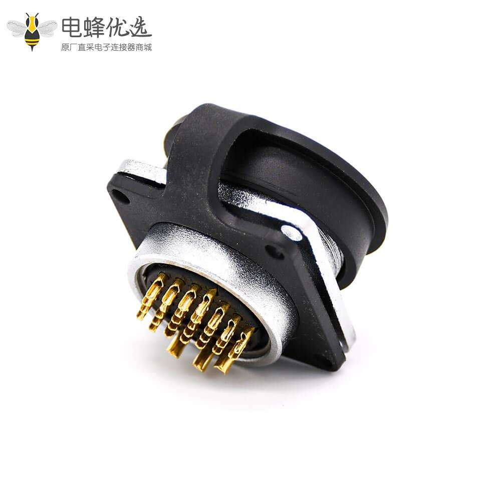 插座母头P28 31芯直式方型法兰带防尘盖连接器